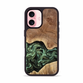 Anti Fingerprint Coating Protective Screen Iphone 16 Wood Phone Case - Zhane (Green, 779797)