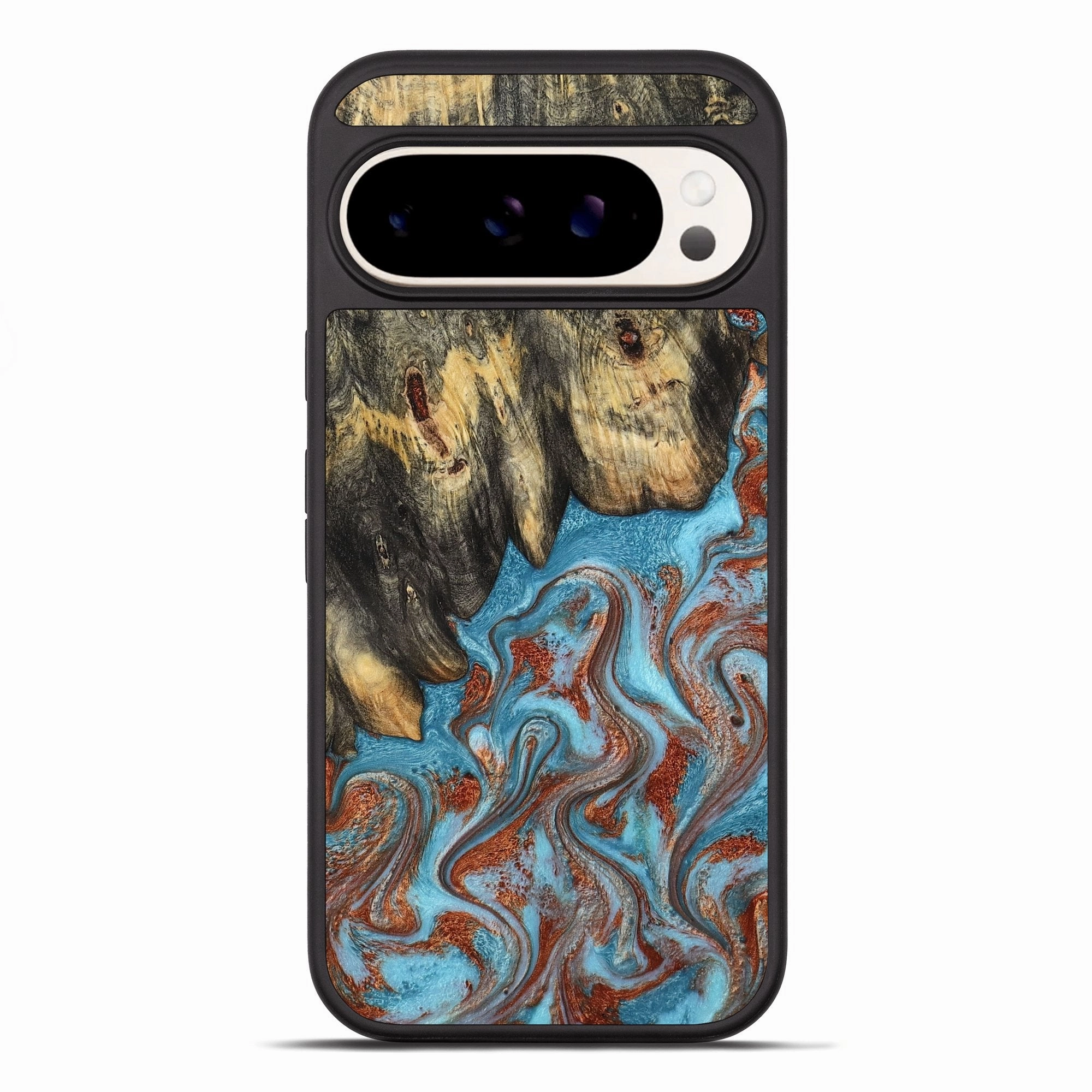 Pixel 10 Pro Xl Wood Phone Case - Yuridia (Teal & Gold, 781569) Screen Defense Anti Reflection