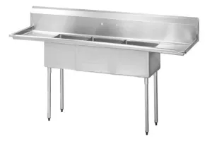 Green World - TSA-3-14-D1-E , 18?? Three Compartment Sink with right-hand drainboard