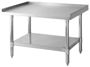 Green World - TSE-3060  - Equipment Stand, 30 x 60, stainless steel top and galvanized legs & undershelf, adjustable ABS bullet feet, top reinforced with welded HAT channel frame, sound-deadening tape between channel frame & top
