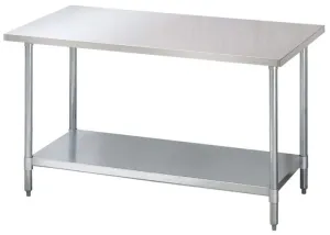 Green World - TSW-3018E  - Work Table, 30?? W x 18?? L, 18/430 stainless steel flat top w/turned down edges, with adjustable galvanized undershelf & legs with adjustable ABS bullet feet