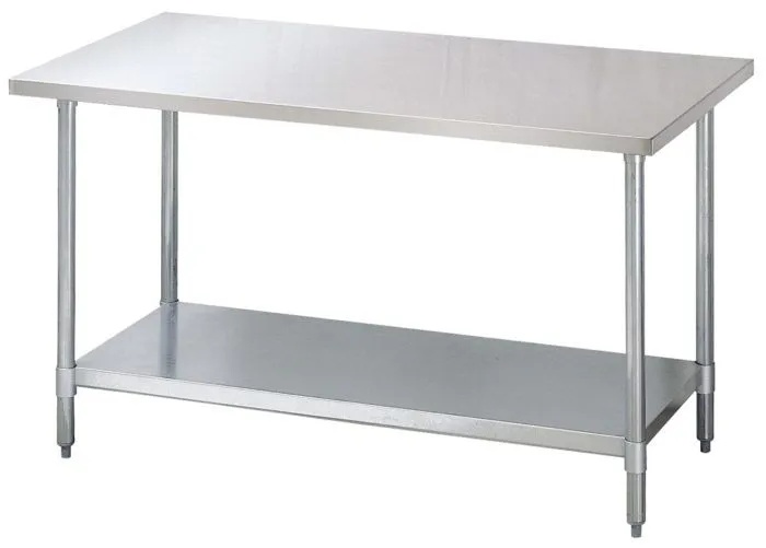 Green World - TSW-3018E  - Work Table, 30?? W x 18?? L, 18/430 stainless steel flat top w/turned down edges, with adjustable galvanized undershelf & legs with adjustable ABS bullet feet
