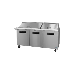 Hoshizaki - SR72B-30M, Commercial 72" Three Section Mega Top Prep Table refrigerator Stainless Doors 18cu.ft.