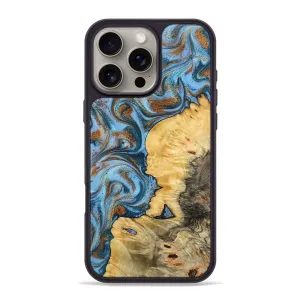 Tempered Glass Case Friendly Iphone 16 Pro Max Wood Phone Case - Bowen (Teal & Gold, 781544)