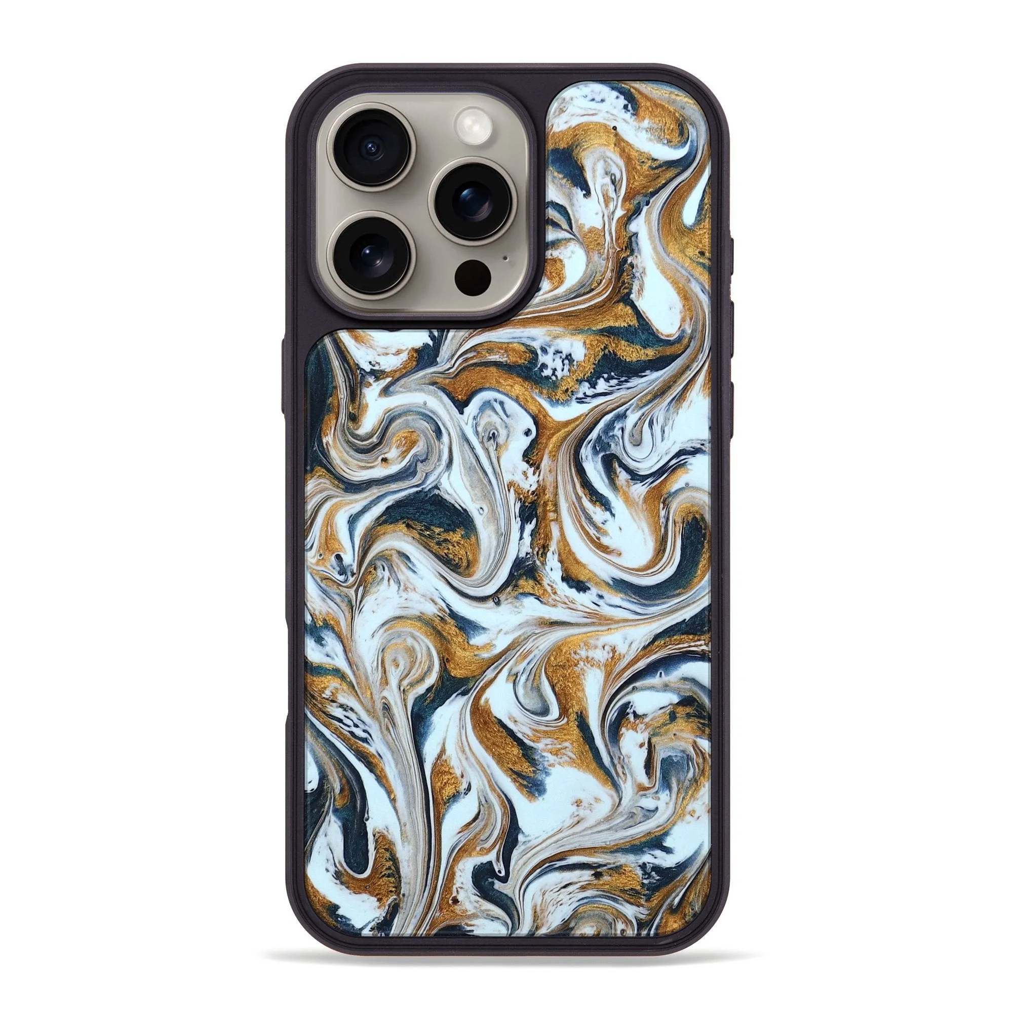 Iphone 16 Pro Max Resinart Phone Case - Juniper (Teal & Gold, 778656) Crystal Clear Fingerprint Resistant Coating