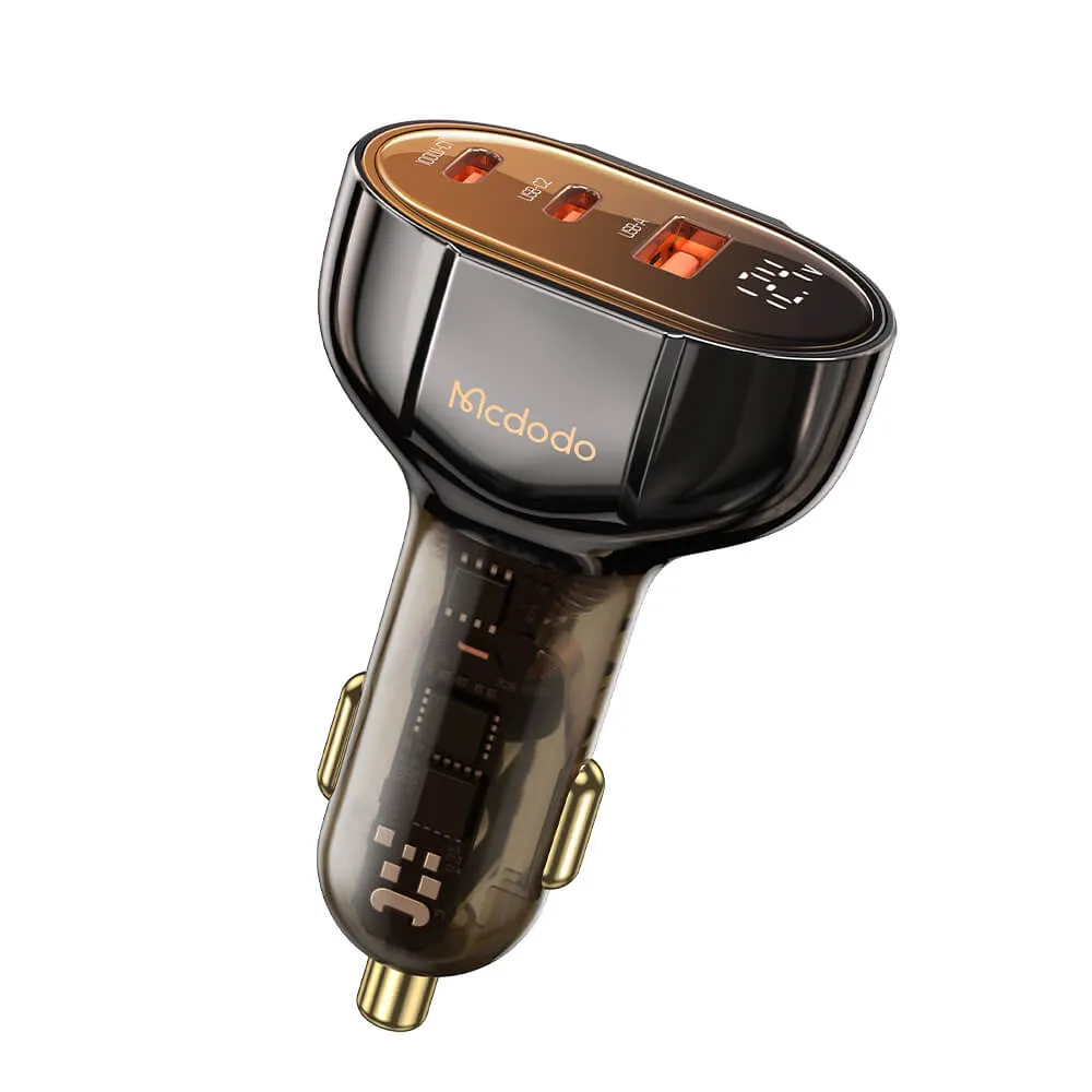 Heat Resistant Fast Power Delivery Mcdodo 100W Pd Car Charger - Prism Series(3 Ports, Digital Display)