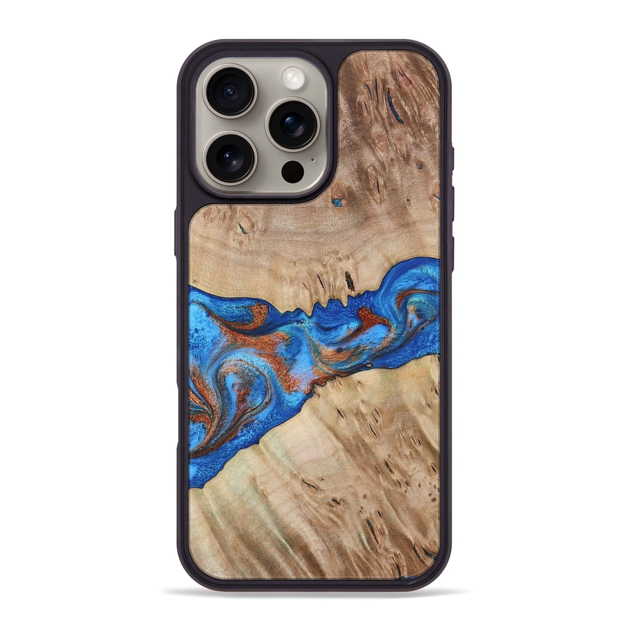 Iphone 16 Pro Max Wood Phone Case - Mustafa (Teal & Gold, 780976) Anti Reflection Coating