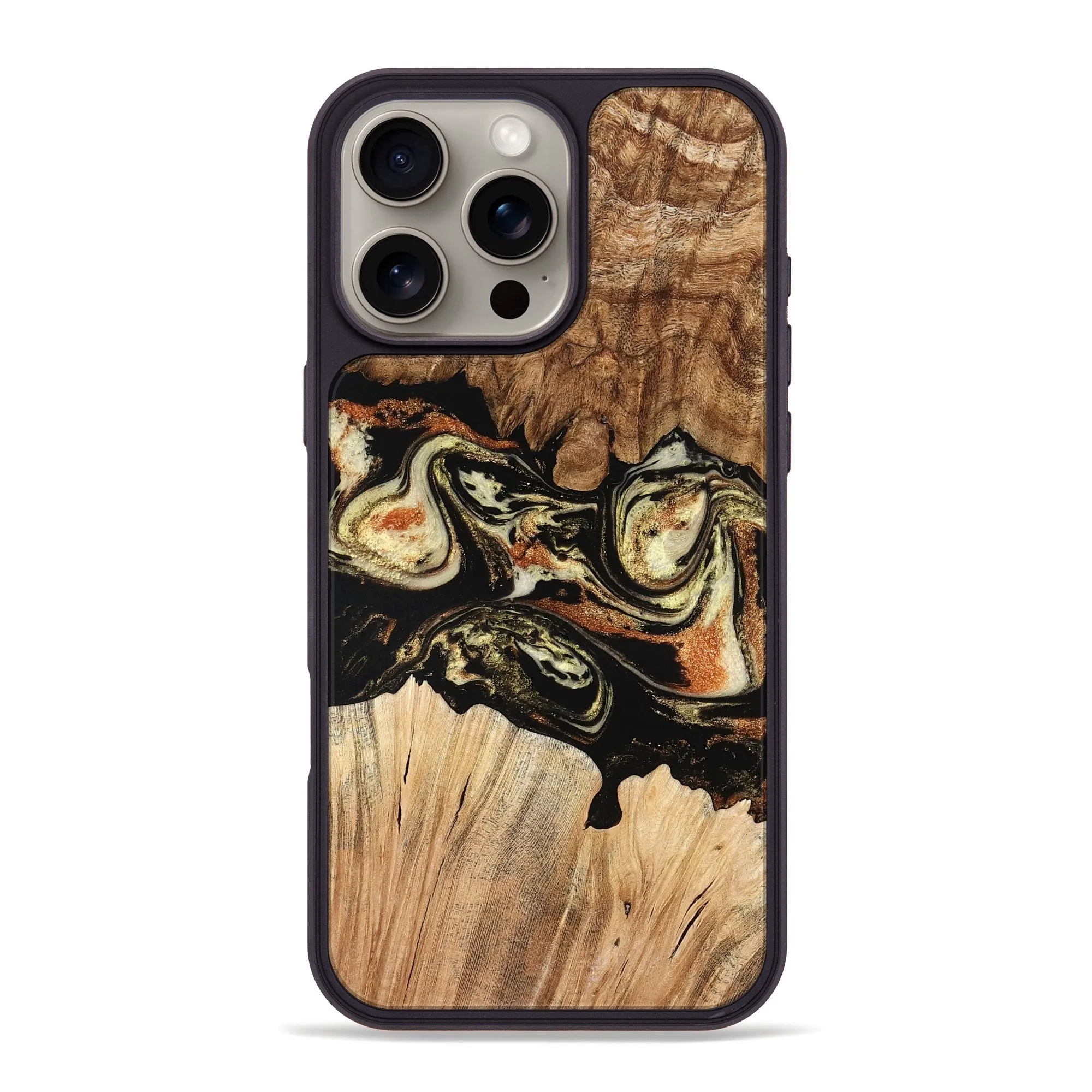 Iphone 16 Pro Max Wood Phone Case - Mikala (Black & White, 776635) Scratch Proof Glass Anti Shock Film