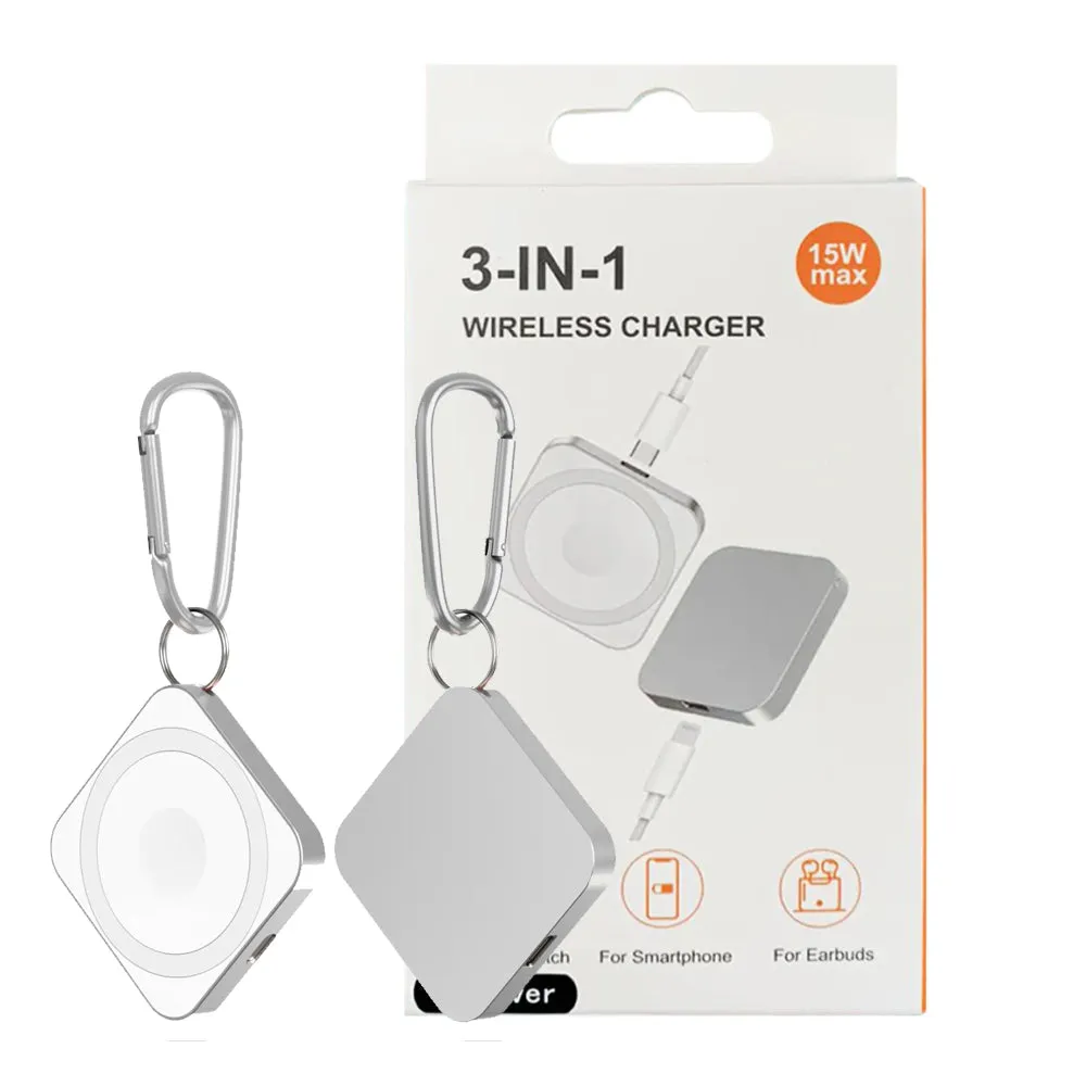 3-In-1 Wireless Charging Pad With Magsafe Portable Silver Stable Output Overload Protection