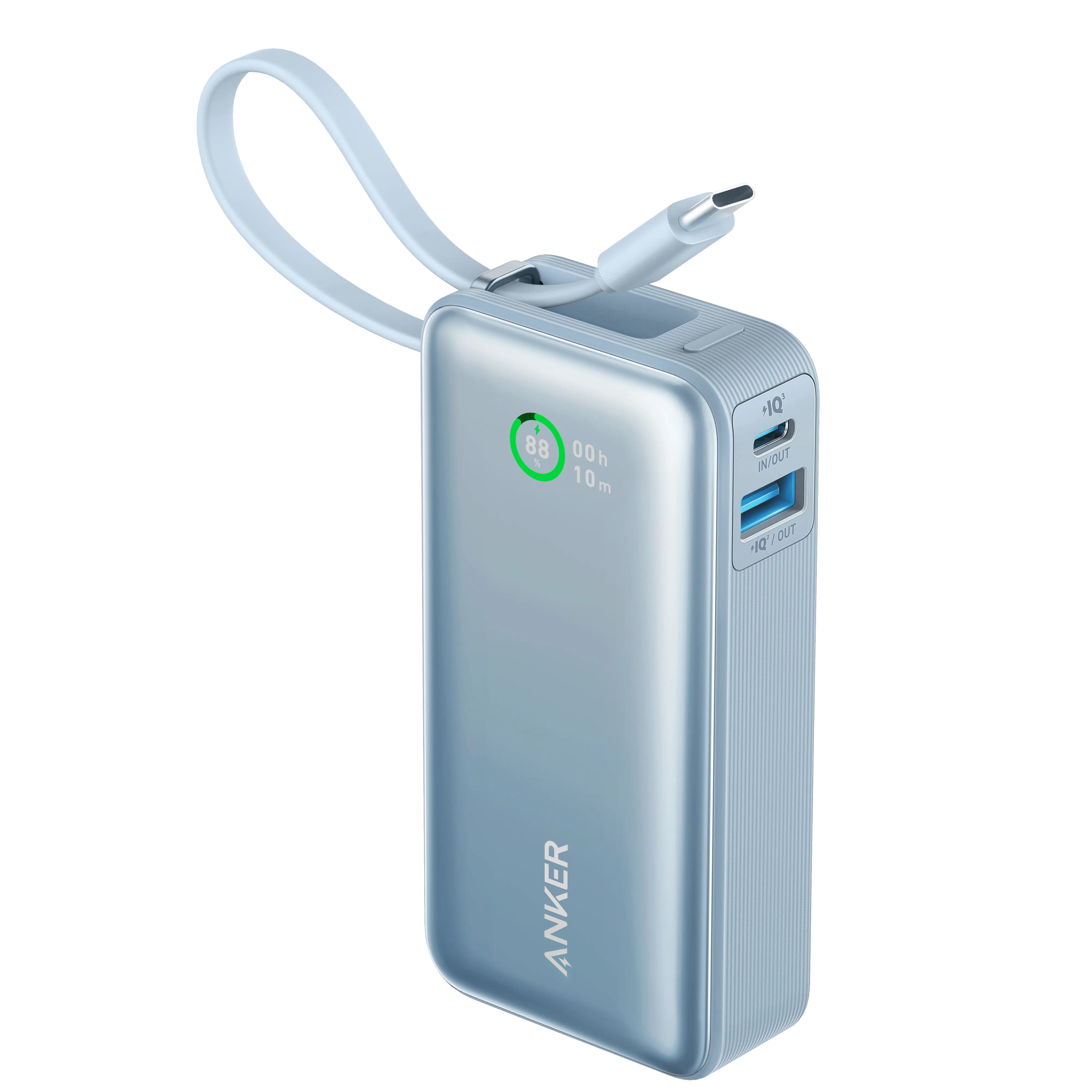 Stylish Finish Anker Nano Power Bank (30W, Built-In Usb-C Cable) 10000 -Blue