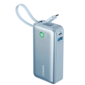 Stylish Finish Anker Nano Power Bank (30W, Built-In Usb-C Cable) 10000 -Blue