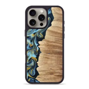 Anti Glare Film Iphone 16 Pro Max Wood Phone Case - Ridge (Teal & Gold, 776254)