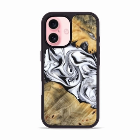 Anti Finger Mark Film Shock Proof Film Iphone 16 Wood Phone Case - Cayson (Black & White, 777153)