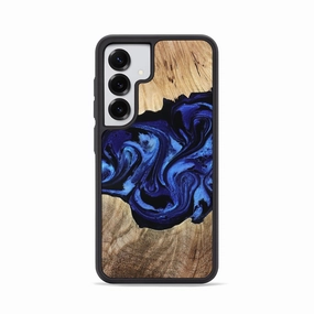 Galaxy S25 Wood Phone Case - Zhuri (Blue, 780087) Anti Blue Light