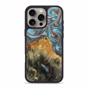 Iphone 16 Pro Max Wood Phone Case - Morton (Teal & Gold, 774971) Bubble Free