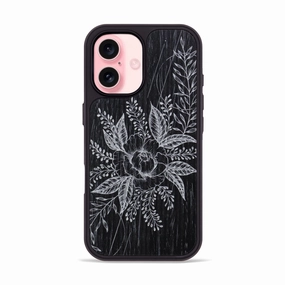 Fingerprint Shield Anti Scratch Coating Iphone 16 Wood Phone Case - Hope - Ebony (Curated)