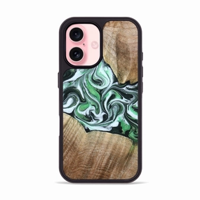Iphone 16 Wood Phone Case - Macey (Green, 780467) Reinforced Corners