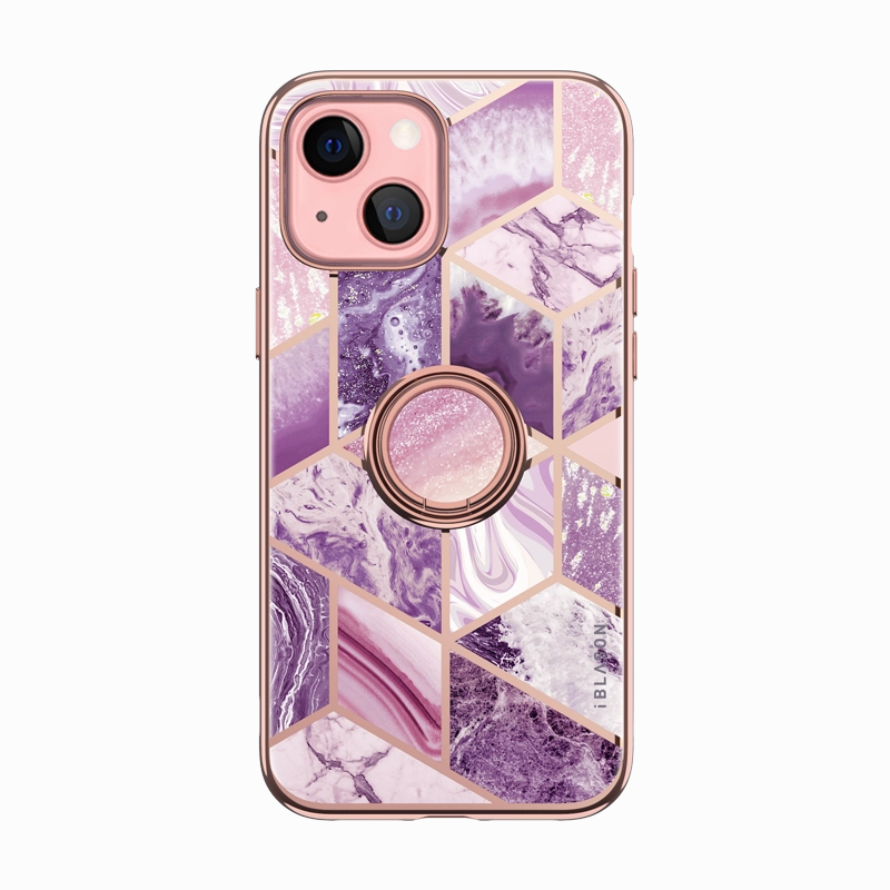 Shock Absorption Anti Reflection Coating Iphone 13 Cosmo Snap Case - Marble Purple