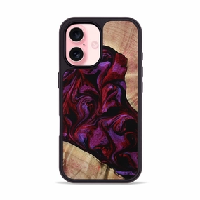 Iphone 16 Wood Phone Case - Oakley (Red, 773332) Crystal Clear Screen