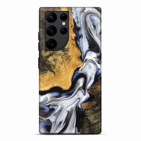 Galaxy S22 Ultra Wood Live Edge Phone Case - Fatima (Black & White, 781256) Shock Guard Anti Fog
