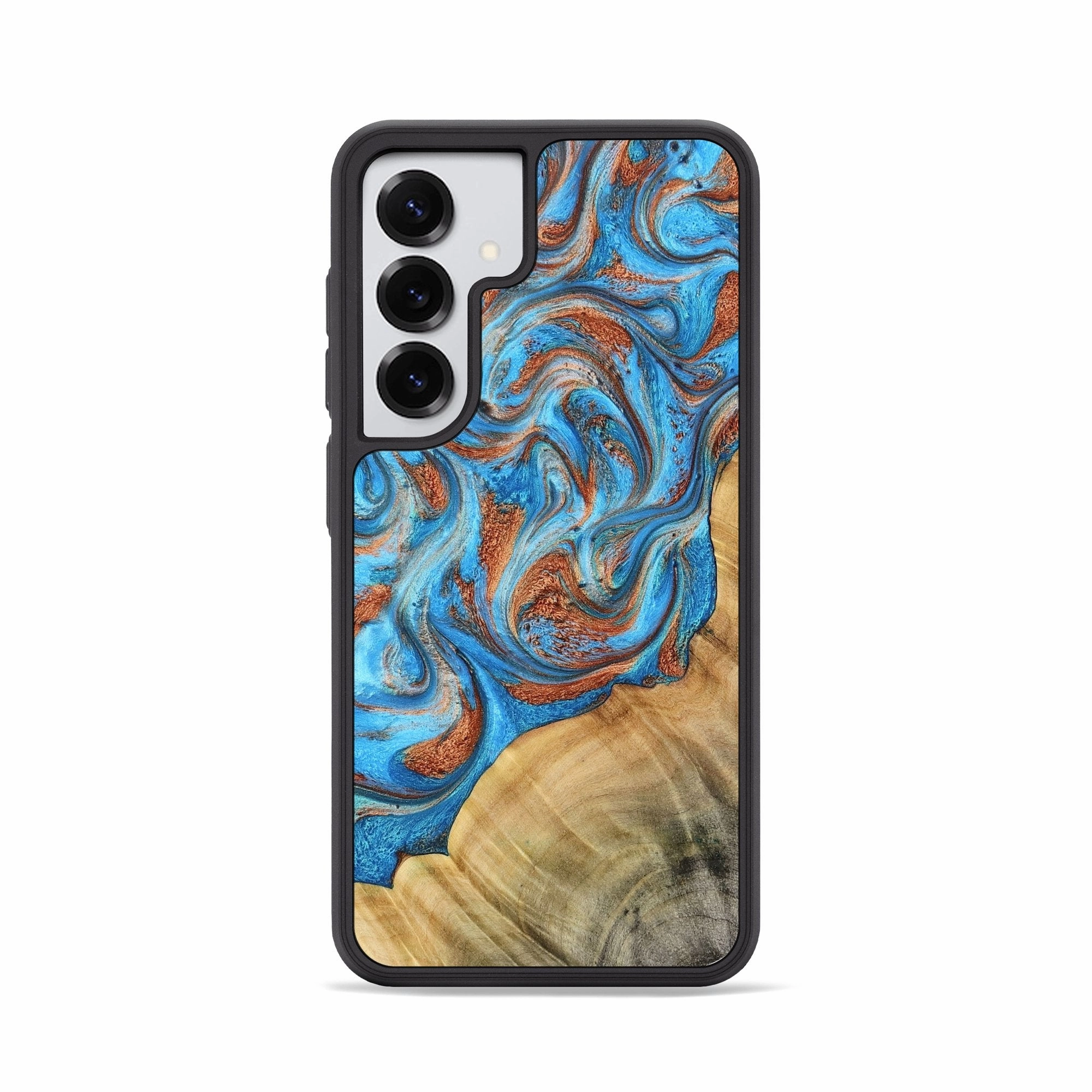 Galaxy S25 Wood Phone Case - Una (Teal & Gold, 781335) Anti Scratch Shield