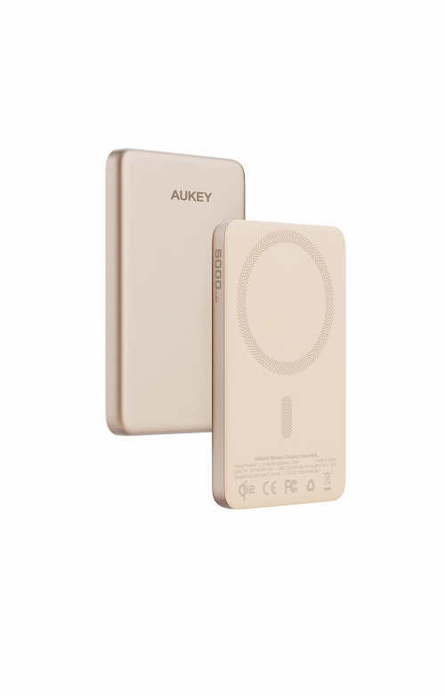 Aukey Pb-Ms07 Magfusion M Qi2 5000Mah Magnetic Wireless Power Bank Multifunction Gadget External Charging Bank