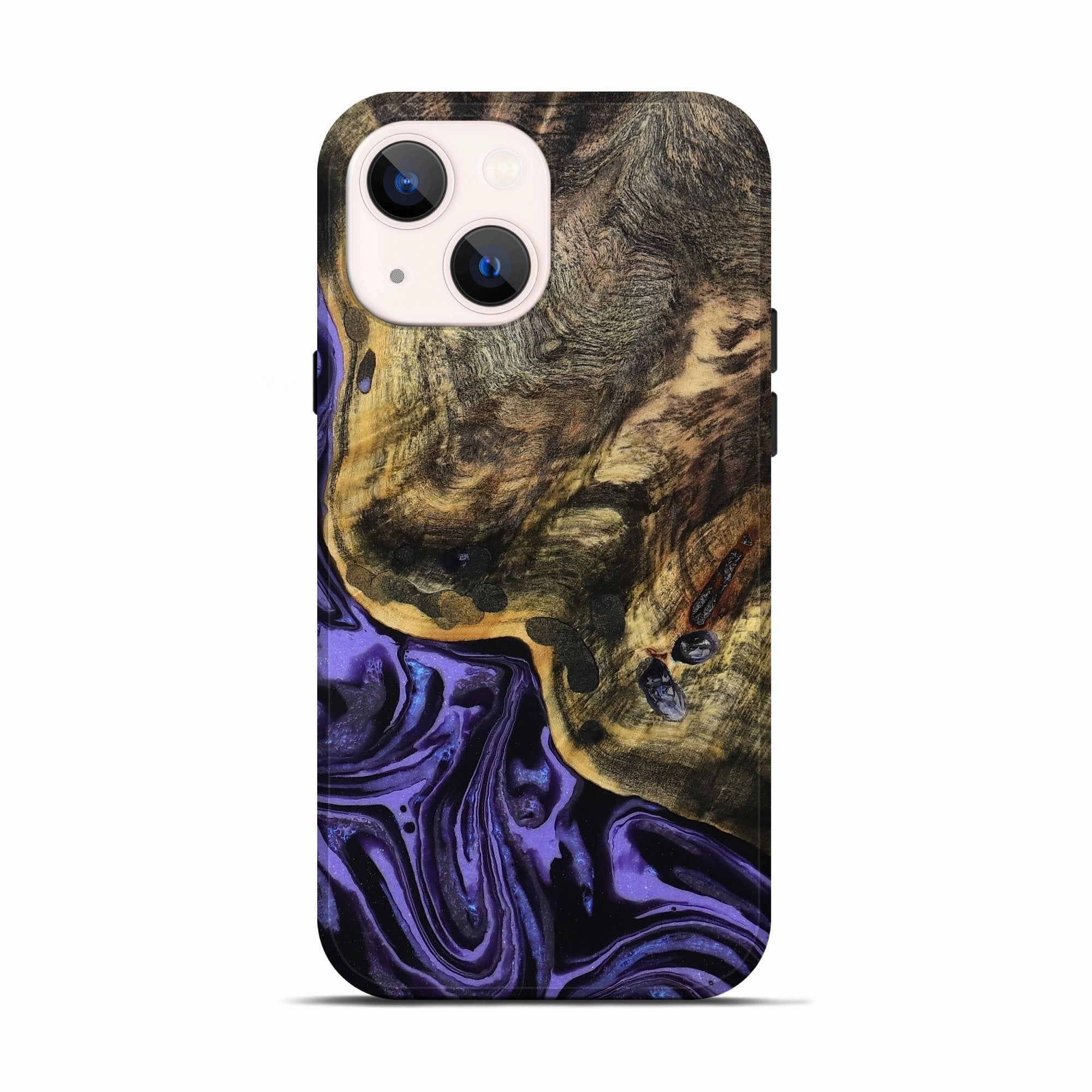 Iphone 13 Wood Live Edge Phone Case - Clement (Purple, 781263) Shatterproof Glass Case Friendly