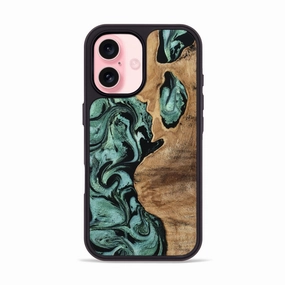 Iphone 16 Wood Phone Case - Alonzo (Green, 781760) Scratch Protection Shatterproof Glass