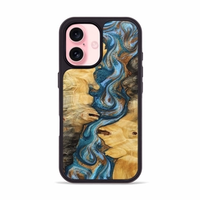 Iphone 16 Wood Phone Case - Kesha (Teal & Gold, 781702) Shatterproof Glass Anti Spy Film