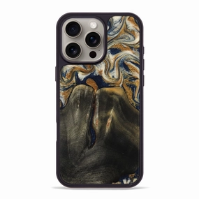 Anti Yellowing Film Anti Glare Film Iphone 16 Pro Max Wood Phone Case - Aldo (Teal & Gold, 781307)