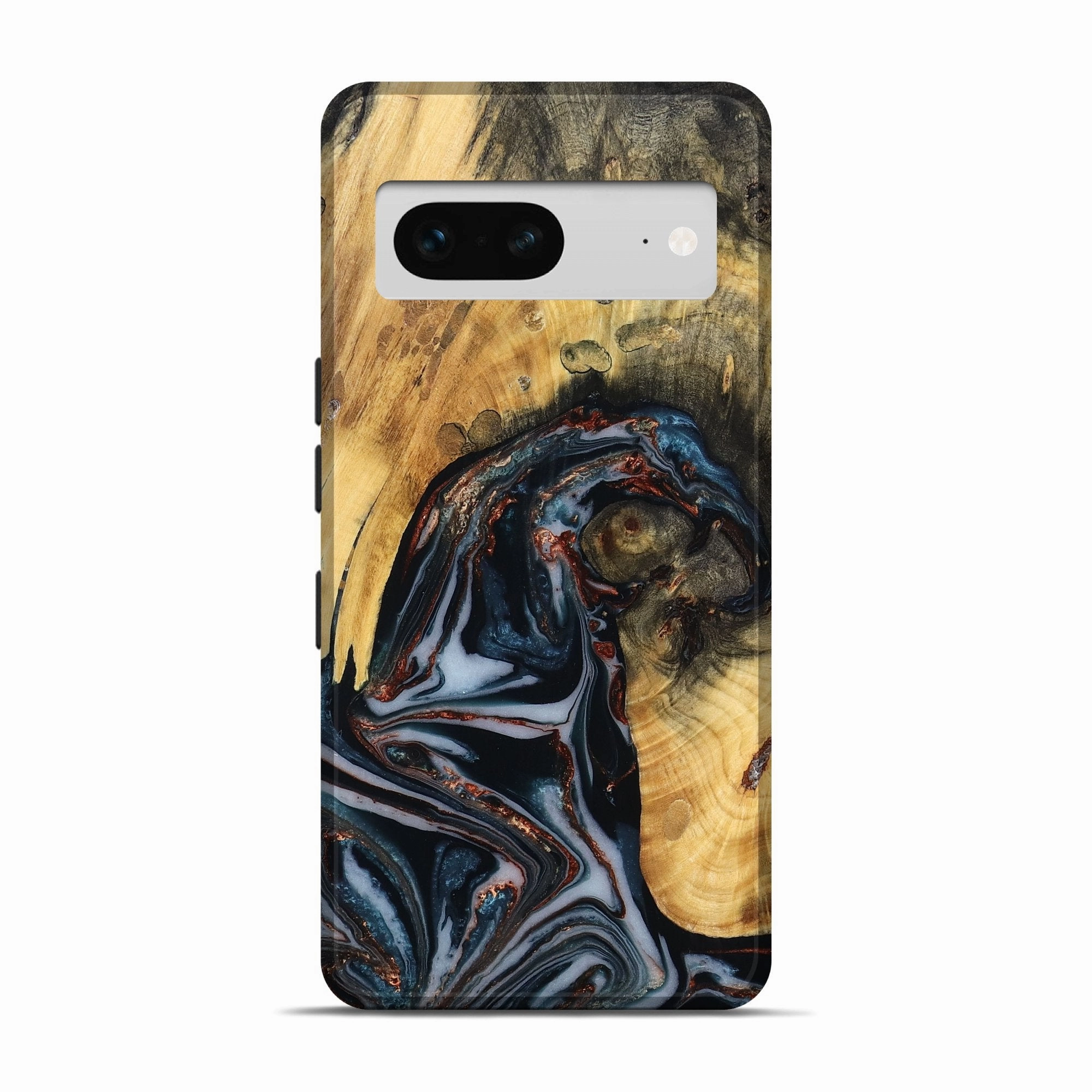 Pixel 7 Wood Live Edge Phone Case - Beau (Teal & Gold, 781016) Ultra Clear Anti Finger Streak