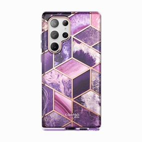 Galaxy S23 Ultra Cosmo Case - Marble Purple Shock Absorbing