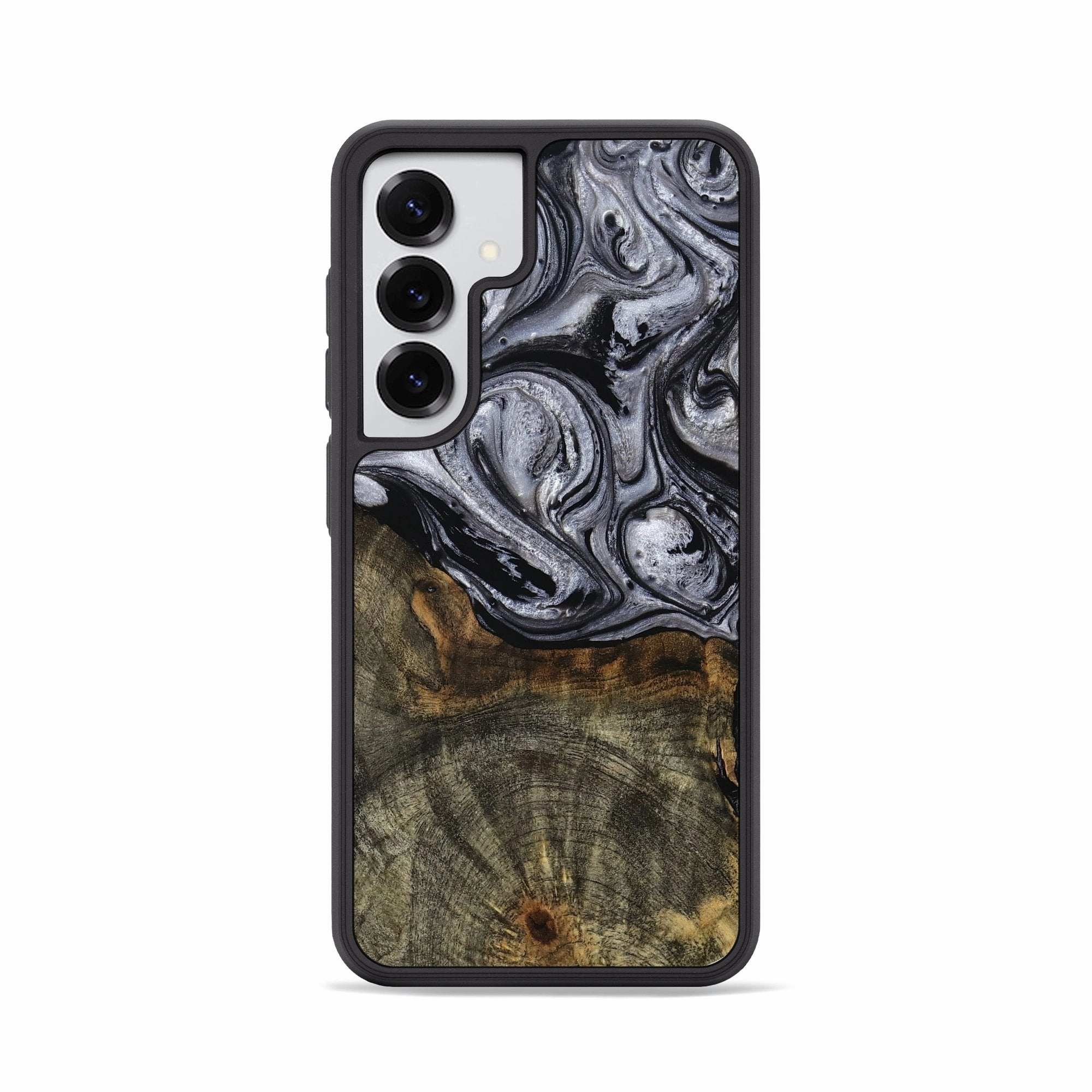 Anti Dust Galaxy S25 Wood Phone Case - Chandra (Black & White, 770380)