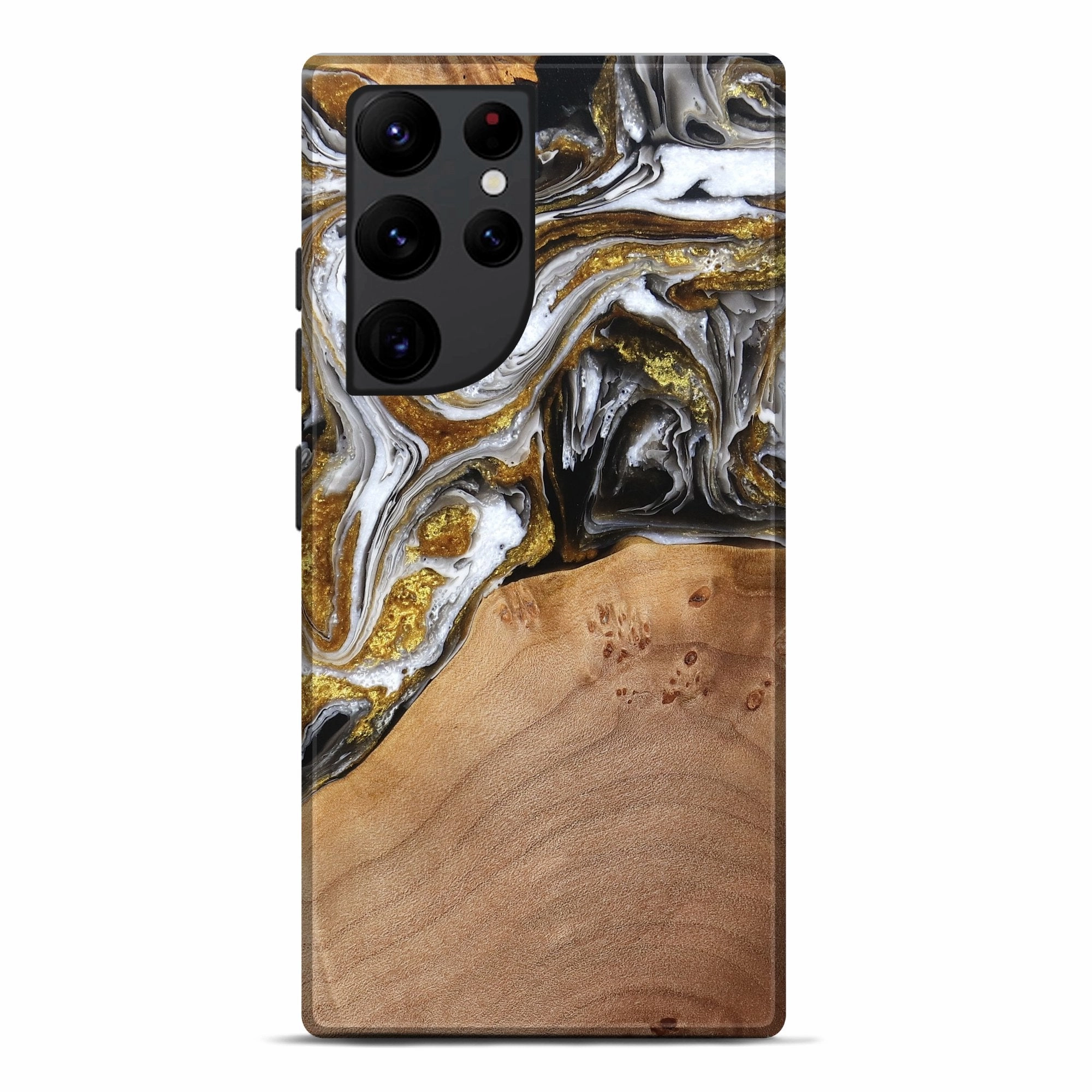 Anti Finger Streak Anti Finger Mark Galaxy S22 Ultra Wood Live Edge Phone Case - Ethan (Black & White, 777330)