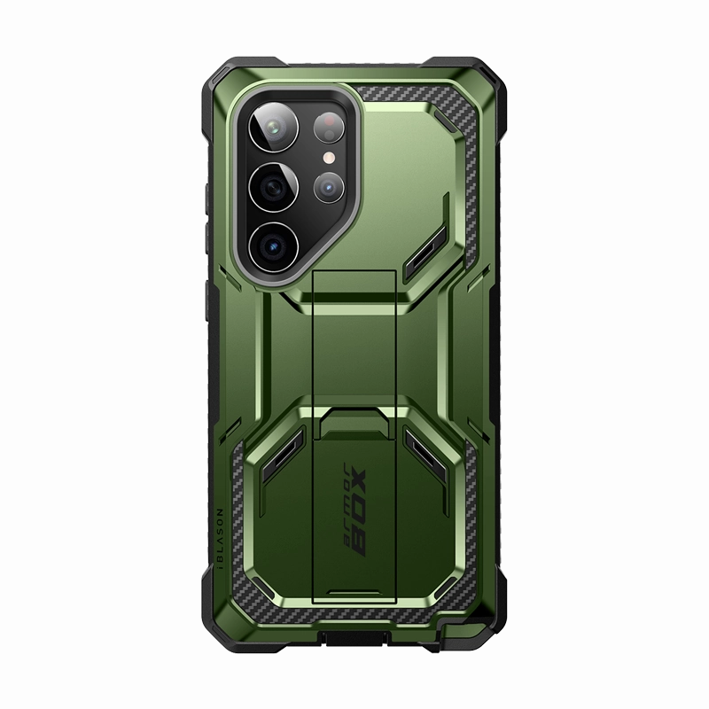 Galaxy S23 Ultra Armorbox Case - Dark Green Oleophobic Coating Tempered Screen Protector
