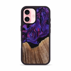 Anti Finger Smear Edge to Edge Protection Iphone 16 Wood Phone Case - Asha (Purple, 769919)