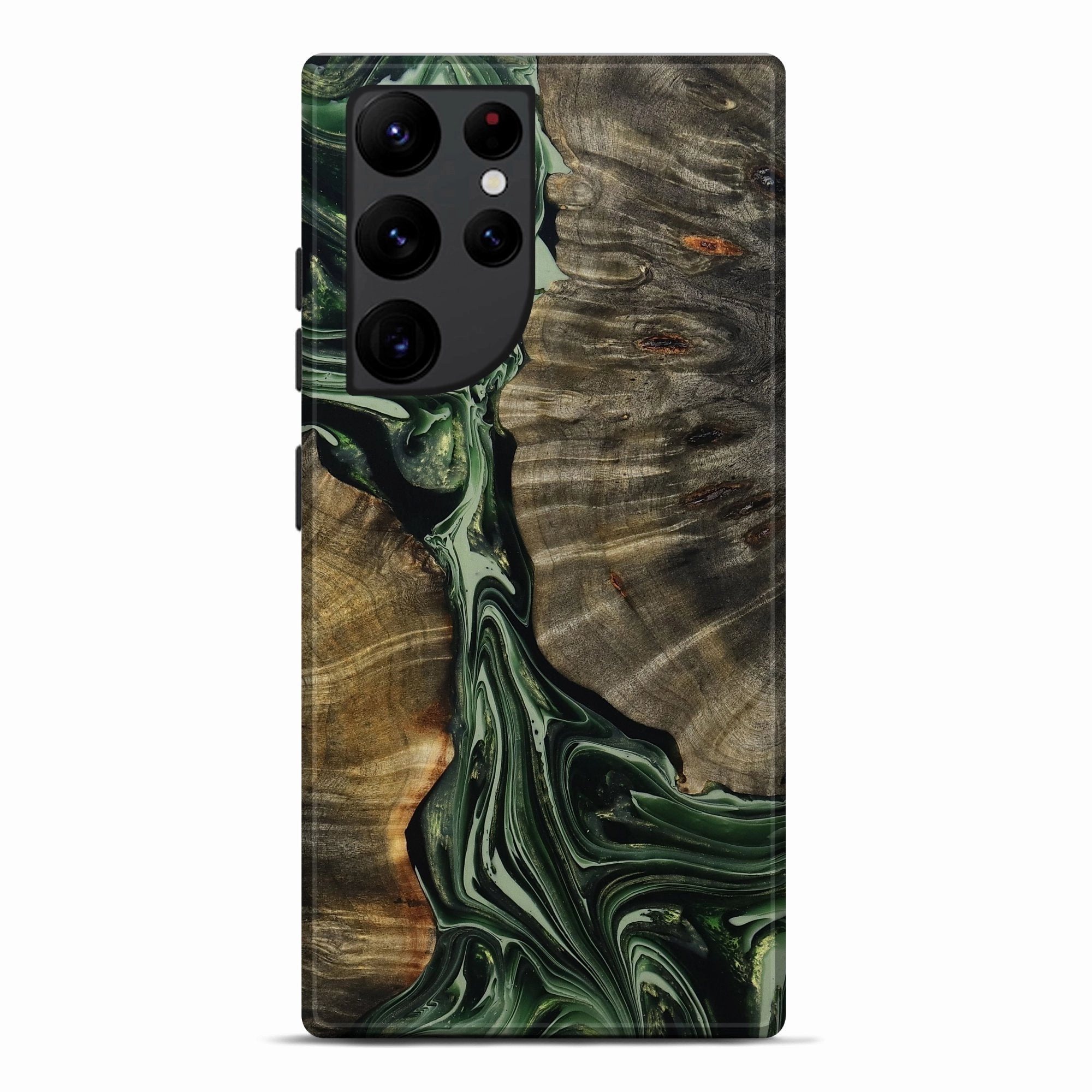 Anti Finger Mark Smooth Surface Galaxy S22 Ultra Wood Live Edge Phone Case - Orin (Green, 777311)