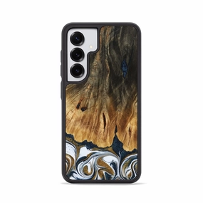 Galaxy S25 Wood Phone Case - Amanda (Teal & Gold, 773604) Shock Absorbing Bubble Free Installation