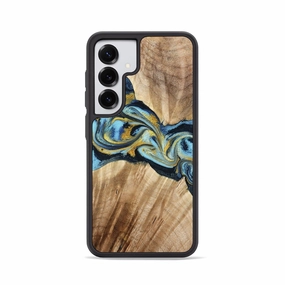 Anti Static Protective Cover Galaxy S25 Wood Phone Case - Sonja (Teal & Gold, 776336)