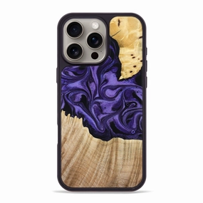 Iphone 16 Pro Max Wood Phone Case - Janay (Purple, 781111) Anti Finger Streak Anti Shock Film