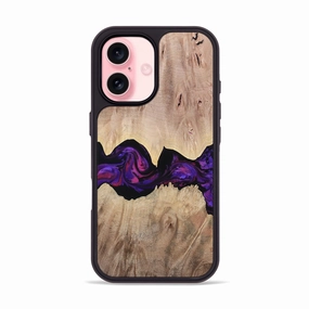 Iphone 16 Wood Phone Case - Brenna (Purple, 762828) Anti Shock Screen