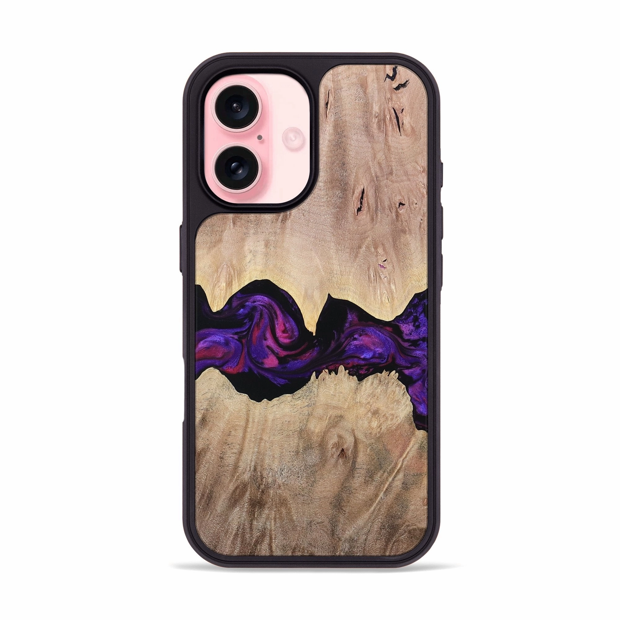 Iphone 16 Wood Phone Case - Brenna (Purple, 762828) Anti Shock Screen