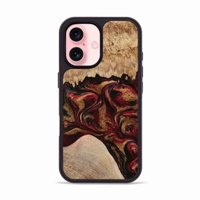 Iphone 16 Wood Phone Case - Oda (Red, 779635) Anti Scratch Coating