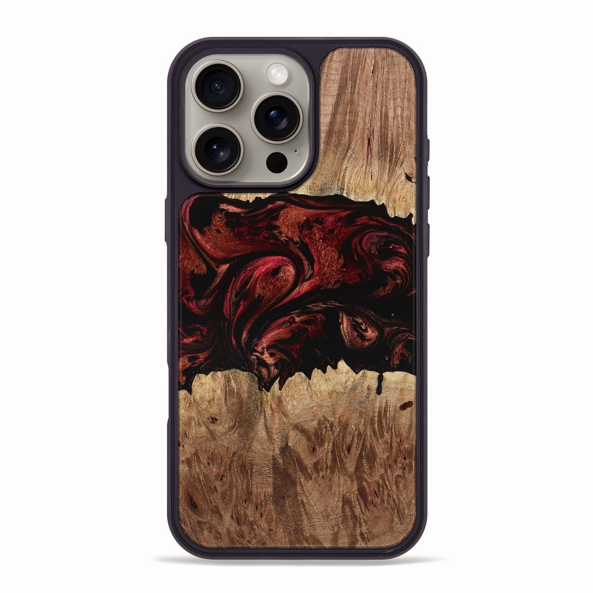Iphone 16 Pro Max Wood Phone Case - Anitra (Red, 771817) Privacy Screen