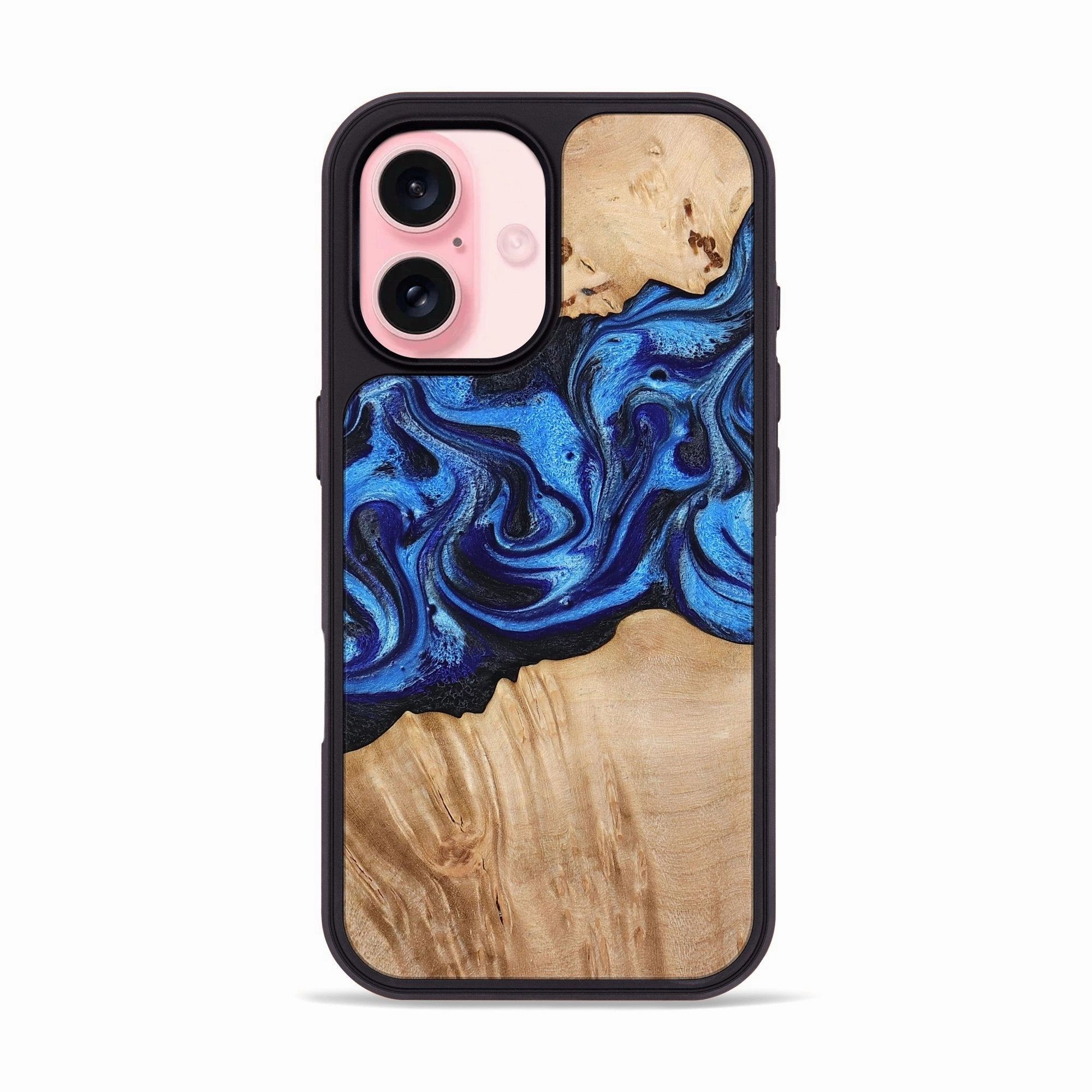 Iphone 16 Wood Phone Case - Stephan (Blue, 773601) Self Healing Bubble Resistant Film