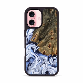 Anti Oil Film Scratch Resistant Iphone 16 Wood Phone Case - Krysten (Blue, 770574)