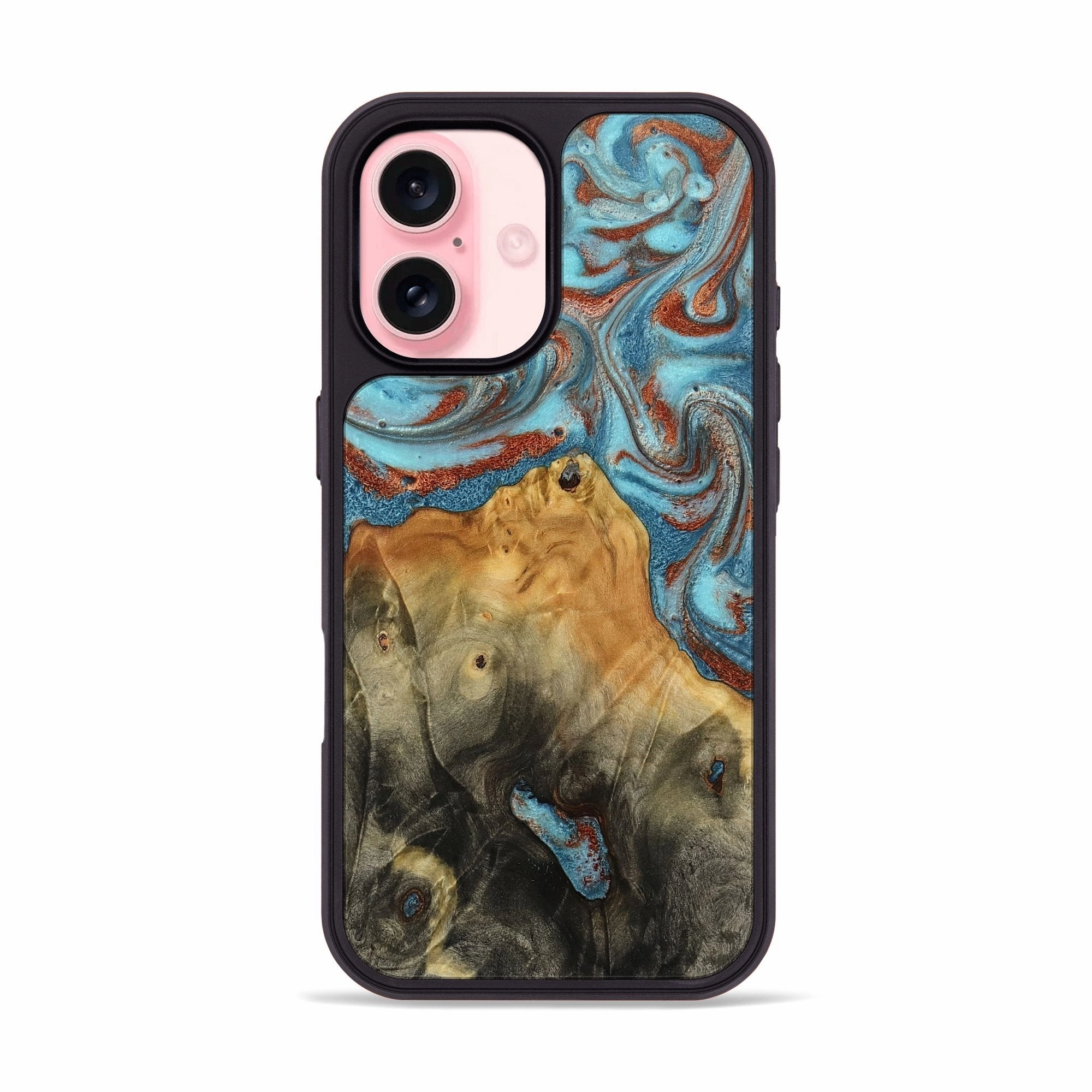 Protective Screen Iphone 16 Wood Phone Case - Morton (Teal & Gold, 774971)