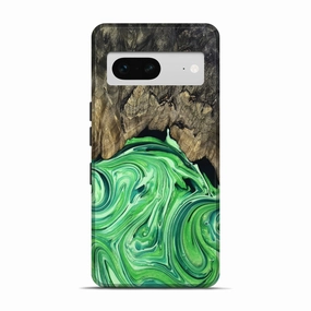 Pixel 7 Wood Live Edge Phone Case - Troy (Green, 769609) Anti Fog Anti Scratch Shield