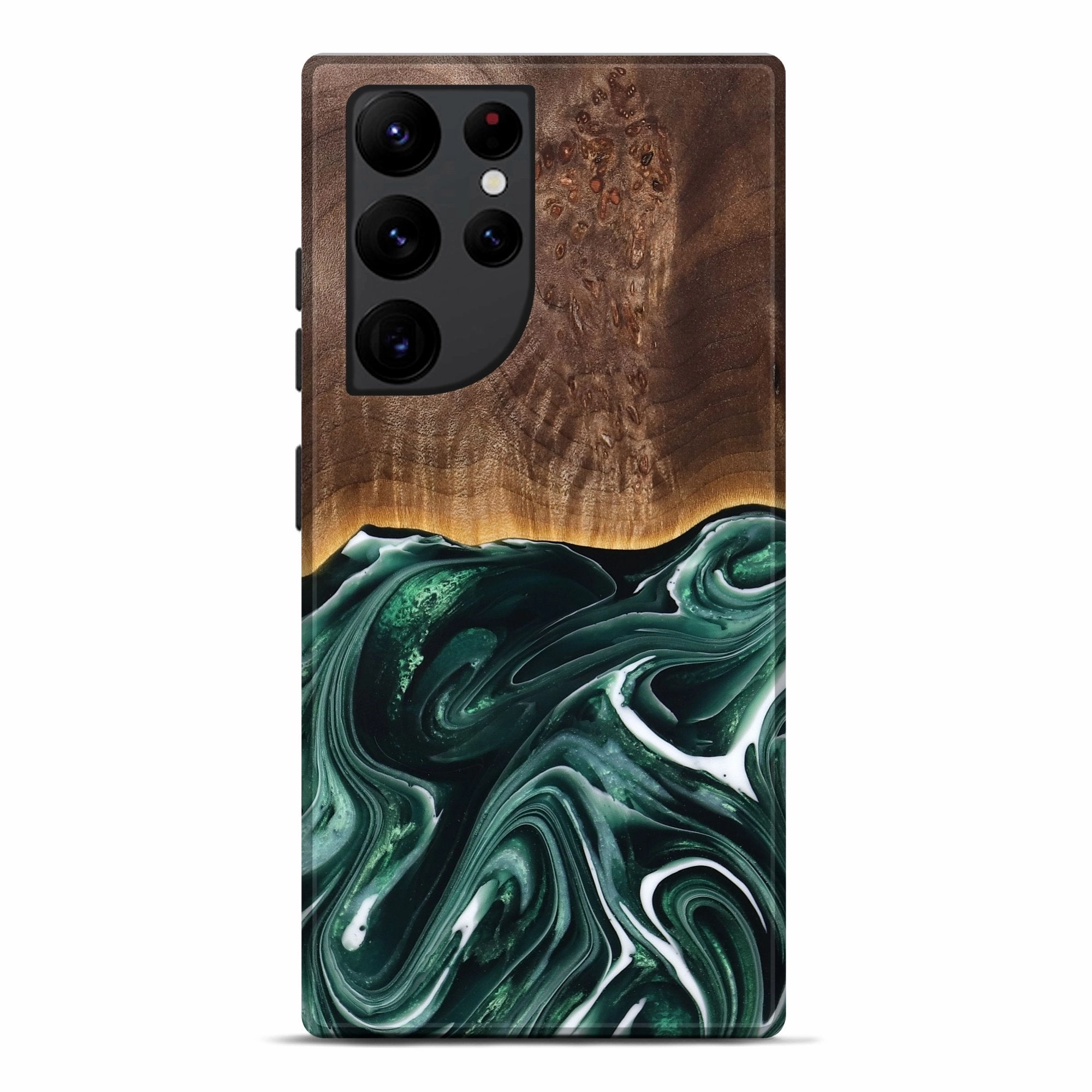 Galaxy S22 Ultra Wood Live Edge Phone Case - Bear (Green, 776438) Anti Fingerprint Film