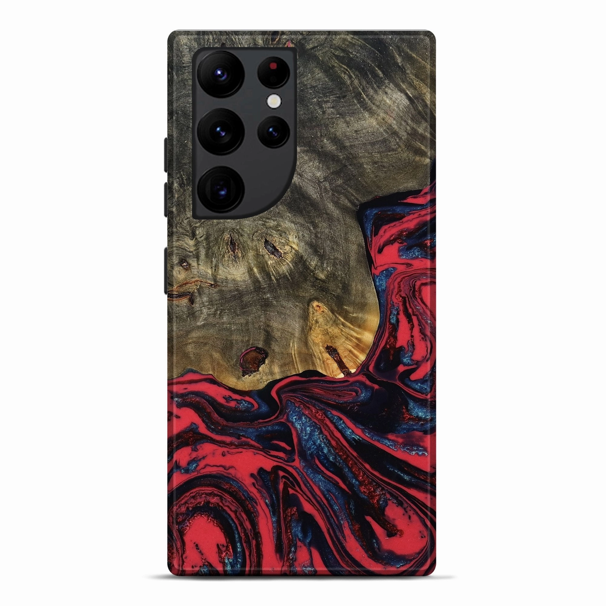 Anti Fingerprint Film Bubble Free Installation Galaxy S22 Ultra Wood Live Edge Phone Case - Christy (Red, 778505)